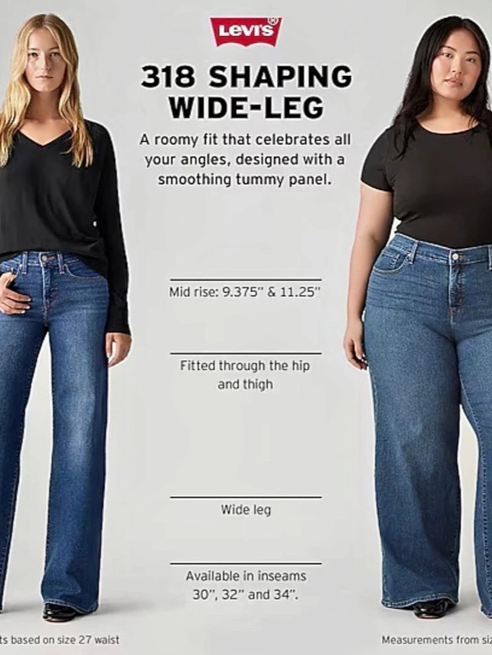 Levi's 318 Shaping Wide Leg Wide Leg Jeans 31x32 NWT